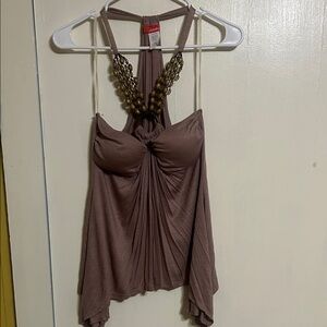 Vintage Rainbow Elegant Brown Halter Top